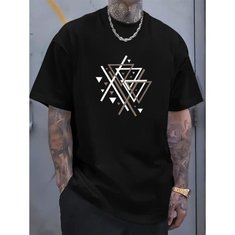 Men's Casual Round Neck Cotton Printed T-shirt, Simple Style, Comfortable Fit For Everyday Wear Made in USA Hoodie,...