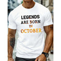 Men's Casual Round Neck Short Sleeve T-shirt, LEGEND ARE BORN IN OCTOBER Print, Comfortable Top For Summer Made in USA...