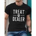 Men's Casual Short Sleeve T-Shirt with "TREAT DEALER" Print, Geometric Pattern, Cotton Knit Fabric, Regular Fit, Summer...