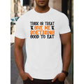 Men's Casual Sports Tee - Breathable Cotton, Round Neck, Letter Print Design, Machine Washable