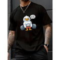 Men's Cotton Crew Neck T-Shirt with Cartoon Duck Weightlifter Graphic, Regular Fit, Knit Fabric, Short Sleeve Casual...