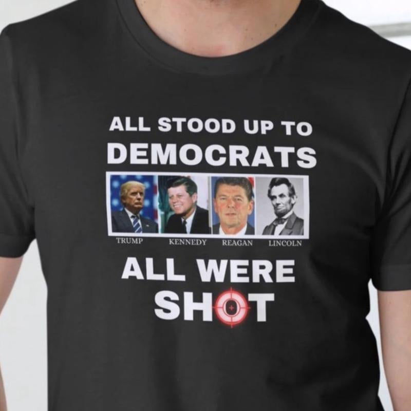 Men's Cotton T-Shirt - All Stood Up to Democrats Casual Menswear Hoodie, Sweatshirt | RetroVerseTees.com