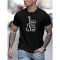 Men's Creative Cartoon Guitar Graphic Print Short Sleeve Crew Neck Casual T-Shirt for Summer Outdoor Made in USA Hoodie,...