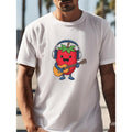 Men's Crew Neck Short Sleeve T-shirt With Adorable Cartoon Strawberry Playing Guitar Graphic Print, Casual Comfy...