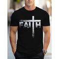 Men's Faith Graphic Print T-shirt, Short Sleeve Crew Neck Tee, Men's Clothing For Summer Outdoor Made in USA Hoodie,...