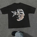 Men's Figure & Star Print Drop Shoulder Tee, Regular Fit Street Fashion Short Sleeve Round Neck T-shirt for Daily Wear,...