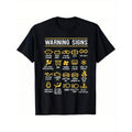 Men's Humorous Car Mechanic Warning Signs T-Shirt - Funny Safety Instructions Print, Cotton, Round Neck, All-Season,...