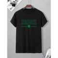 Men's IRISH Lucky Style Print Short Sleeve T-Shirts, Comfy Casual Elastic Crew Neck Tops For Men's Outdoor Activities...