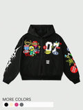 Men's Loose Decorated Fleeced Sweatshirt Zip Up Sweatshirt, Men's Hoodie, Casual Tops for Daily Wear, Men's Outwear for...