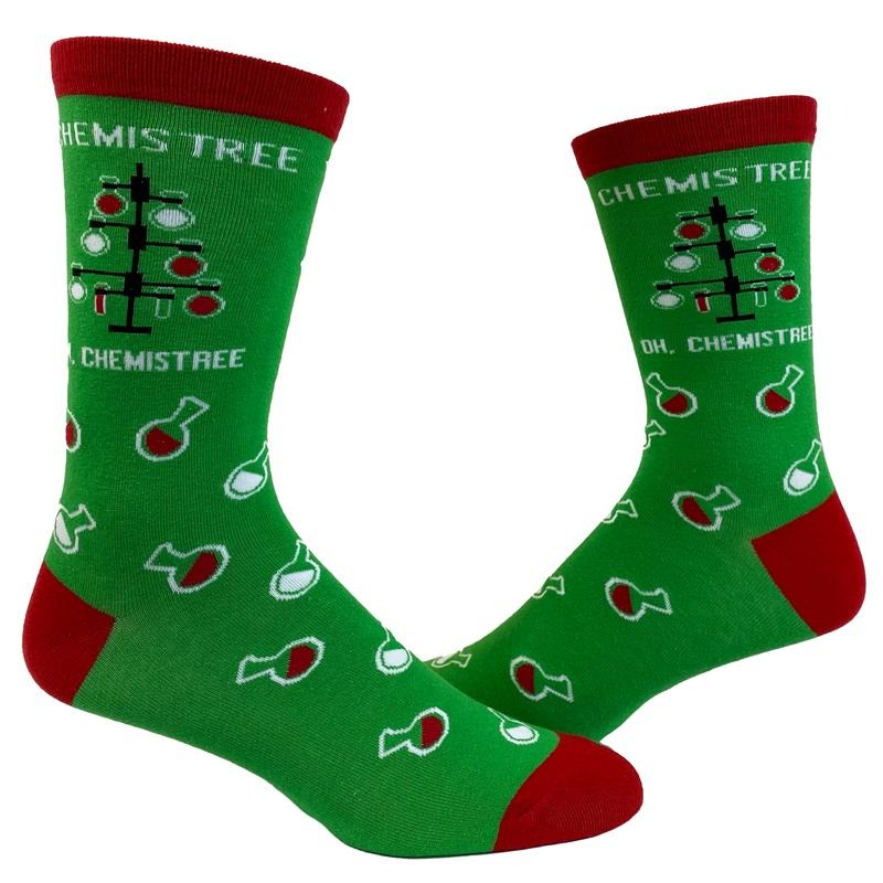 Men's Oh Chemis Tree Socks Funny Christmas Tree Chemistry Science Nerdy Graphic Novelty Footwear Funny Graphic Socks...