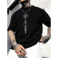 Men's Planet Pattern Crew Neck Short Sleeve T-shirt, Tees For Men, Casual And Trendy Tops For Summer Daily And Sports...