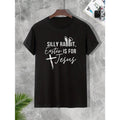 Men's Rabbit Ear & Slogan Print Round Neck Short Sleeve T-Shirt Made in USA Hoodie, Sweatshirt | RetroVerseTees.com
