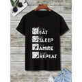 Men's Short Sleeve Round Neck Japanese Print Graphic Tee - Casual Regular Fit Anime Letter T-shirt for Summer Loungewear...