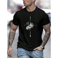 Men's Short Sleeve T-Shirt With Compass And Mountain Print Made in USA Hoodie, Sweatshirt | RetroVerseTees.com