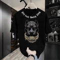 Men's T-shirt with A Bold, Fierce Dog Graphic Print, Made of Cotton. Casual, Loose Fit with A Round Neck, Featuring...