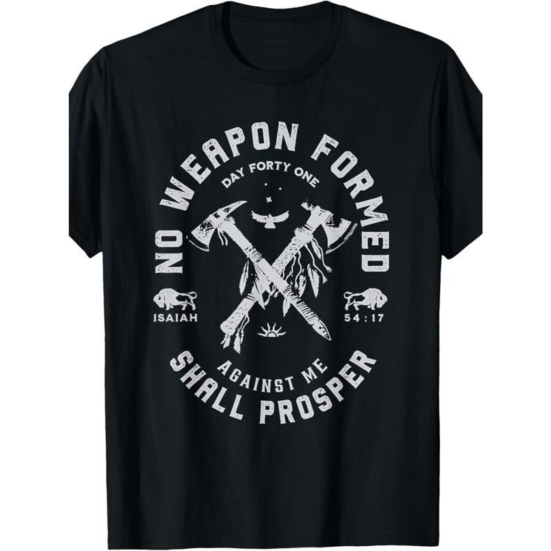 Men's Vintage "No Weapon Formed Against Me Shall Prosper" Christian T-Shirt - Black, Cotton, Casual Fit, Sizes S-5XL,...