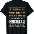 Mens Drink Beer Funny Weiner Dachshund Dog Ugly Christmas Sweater T-Shirt Hoodie, Sweatshirt | RetroVerseTees.com