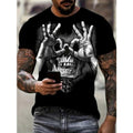 Mens Fashion Skull Print Tee Shirt - Casual Streetwear with Stretch Comfort
