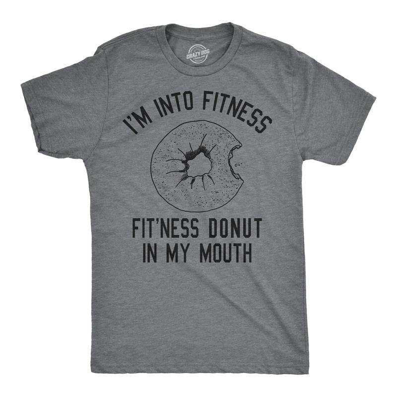 Mens Fitness Donut In My Mouth T shirt Funny Foodie Gift Sarcastic Tee for Guys Mens Funny T Shirts Cool Vintage Fashion...