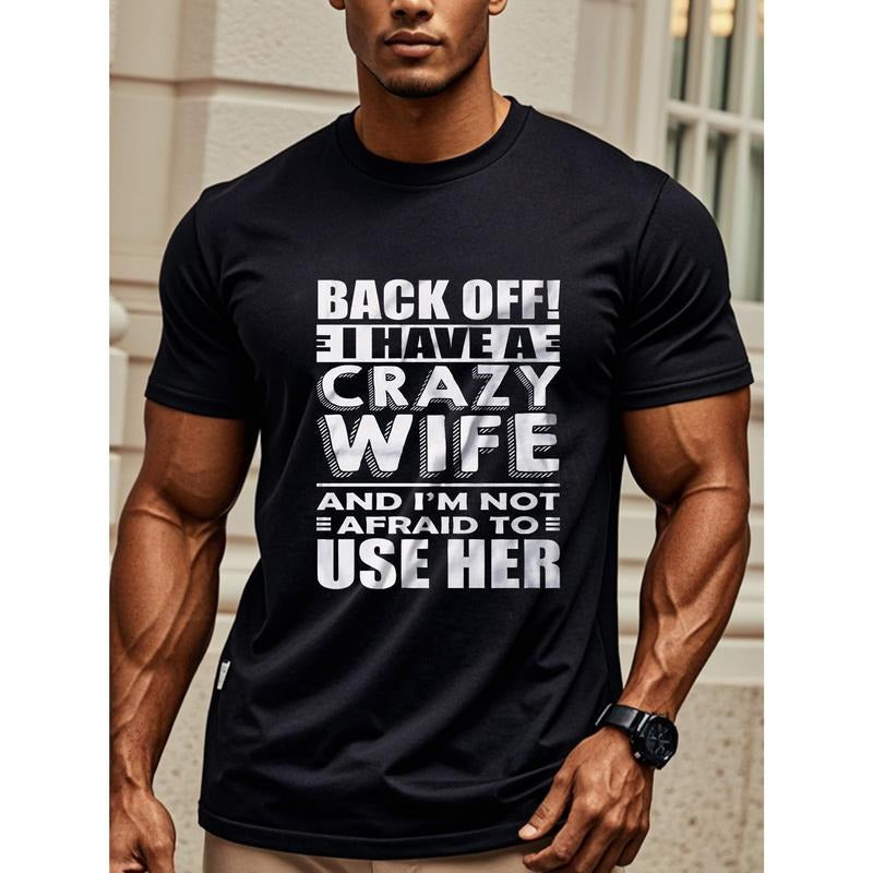Mens Funny Shirt I Have A Crazy Wife T-Shirt Husband Funny Shirt, Husband T Shirt For Men, Men's T Shirts, Crew Neck...