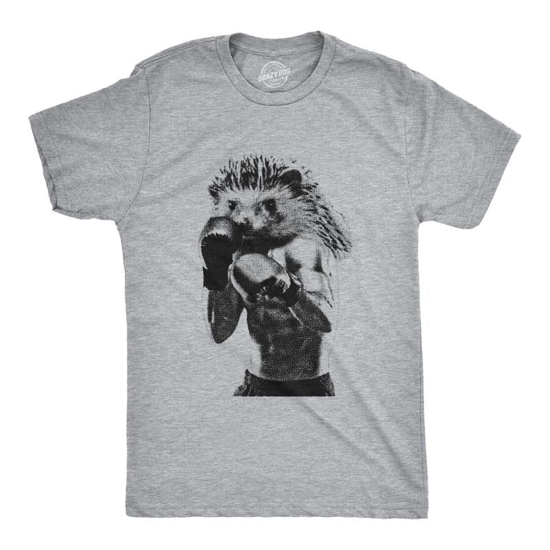 Mens Hedgehook T Shirt Funny Buff Boxing Hedgehog Joke Tee For Guys Hoodie, Sweatshirt | RetroVerseTees.com