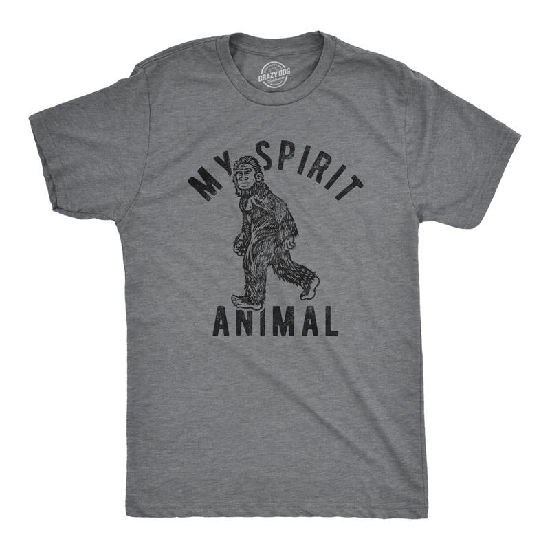 Mens My Spirit Animal: Bigfoot T Shirt Funny Sasquatch Sarcastic Graphic Novelty Tee Mens Funny T Shirts Cool Vintage...