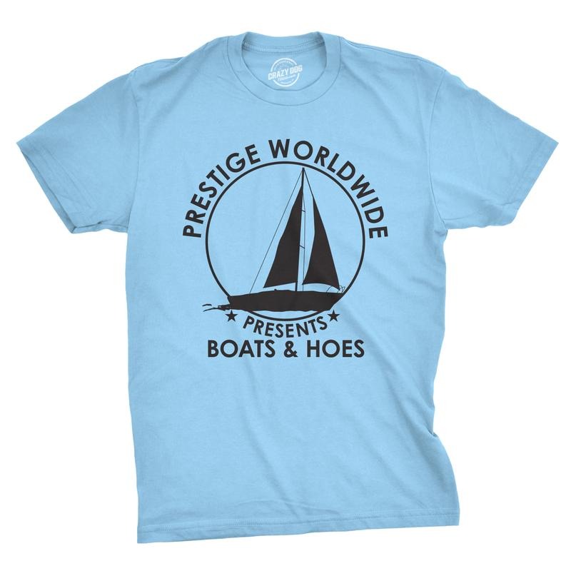 Mens Prestige Worldwide T shirt Funny Cool Boats and Hoes Graphic Humor Tee Mens Funny T Shirts Cool Vintage Fashion...