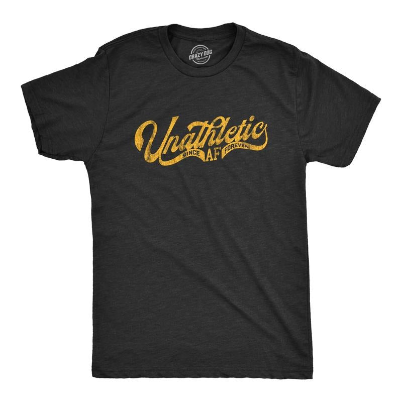 Mens Unathletic AF Tshirt Funny Sarcastic Fitness Novelty Graphic Tee For Guys Hoodie, Sweatshirt | RetroVerseTees.com