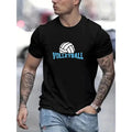 Mens Volleyball Champion Graphic Tee - Comfortable Short Sleeves for Casual Summer Style - Eye-Catching Print Design Made...