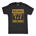 Mens Warning May Yell At Video Games Lightsaber brand Shirt Funny Nerdy Rage Quit Novelty Graphic Tee Mens Funny...