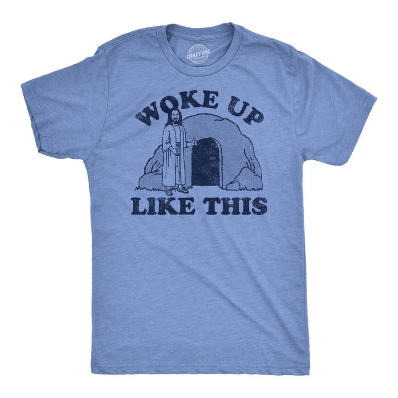 Mens Woke Up Like This Funny Easter Sunday Graphic Tee For Men Mens Funny Lightsaber brand Shirts Cool Tees FOG Stylish...