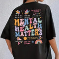 Mental Health Matters  Breathable Polyester Plus Size Short Sleeve Round Neck - Women's Casual T-Shirt with Letter Print