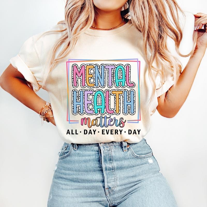 Mental Health Matters Dalmatian Dots T-Shirt, Mental Health T-Shirt, Bright Doodles Dots, Awareness T-Shirt, Positive...