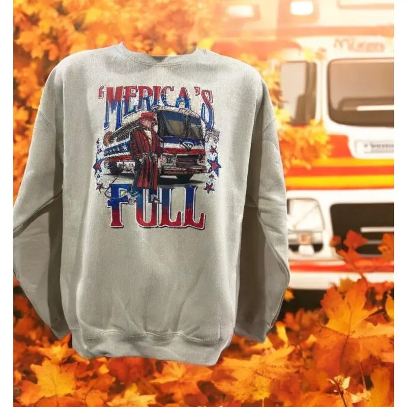 Merica'WB shield Full Trump Sweatshirt - High Quality Sweatshirt Funny Unisex Sweatshirt GenX Cotton T-Shirts, Hoodie