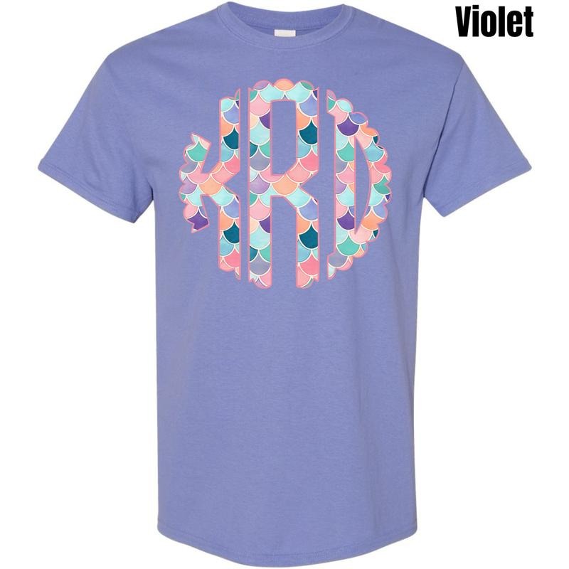 Mermaid Monogram Gildan Short Sleeve T-Shirt 'NLB' Hoodie, Sweatshirt | RetroVerseTees.com