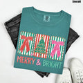 Merry & Bright Trio Comfort Colors T-Shirt 'NLB' Hoodie, Sweatshirt | RetroVerseTees.com