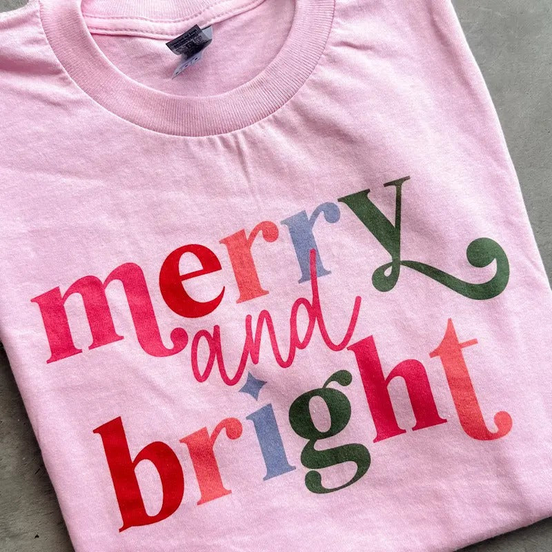 Merry And Bright Graphic Top T-Shirts, Hoodie, Sweatshirt | RetroVerseTees.com