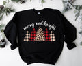 Merry And Bright Sweatshirt, Leopard Christmas Tree Hoodie, Cute Christmas Gift Sweater, Holiday Sweatshirt, Leopard...