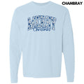 Merry Blue Floral Christmas Long Sleeve Comfort Colors T-Shirt 'NLB' Hoodie, Sweatshirt | RetroVerseTees.com