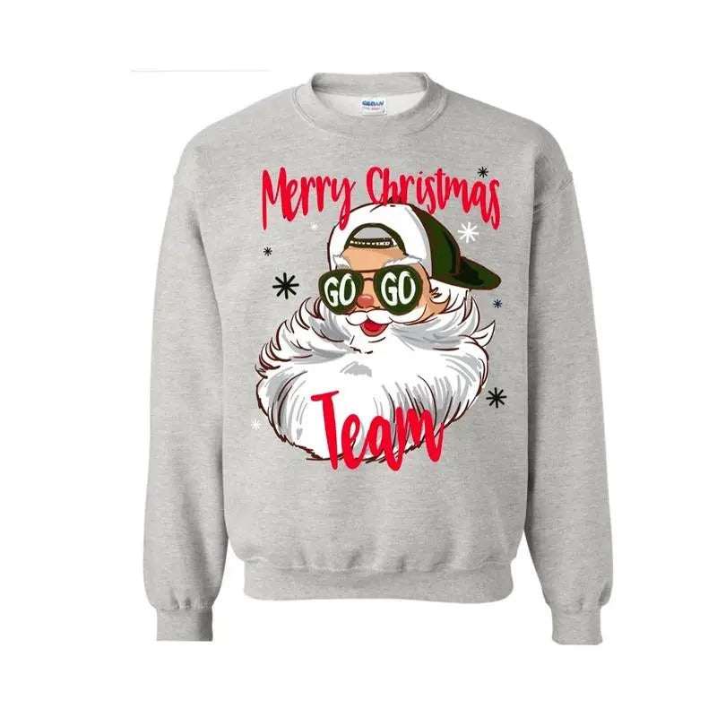 Merry Christmas Football Game Day Santa Sweatshirt, Cotton Crew Neck Tshirt, Game Day Shirt, Christmas Shirt, For Men,...