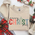 Merry Christmas Retro Unisex Cotton Sweatshirt, Christmas Jesus Sweatshirt, Jesus Christmas Sweatshirt, Religion...