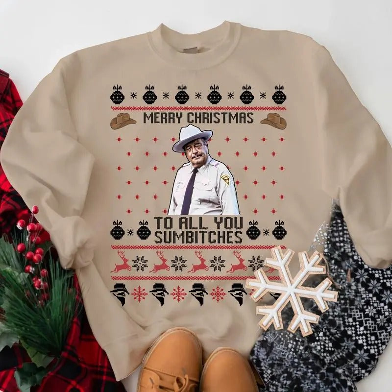 Merry Christmas Too All You Sumbitches Christmas Sweatshirt, Smokey And The Bandit Shirt, Smokey And The Bandit...