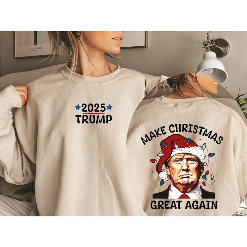 Merry Christmas Trump Sweatshirt, President Trump Shirt, Trump 2024 Supporter Tee, Republican Christmas Shirt ,Trendy...