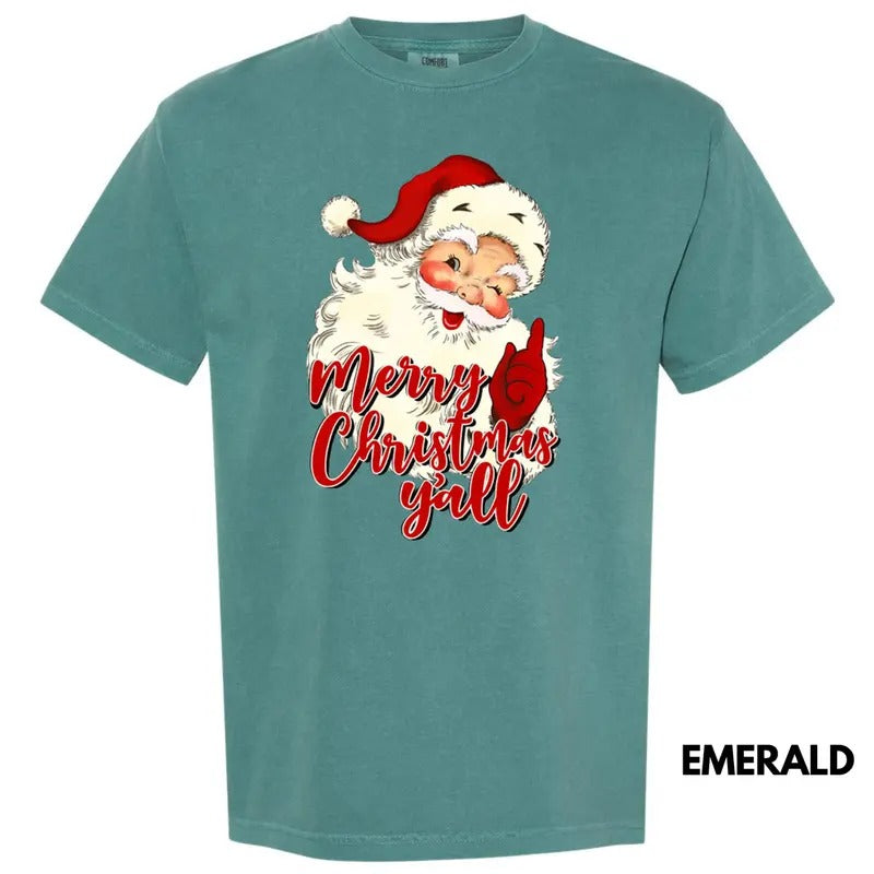 Merry Christmas Y'all Comfort Colors T-Shirt Hoodie, Sweatshirt | RetroVerseTees.com