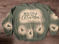 Merry Christmas with Trees Bleached Crewneck T-Shirts, Hoodie, Sweatshirt | RetroVerseTees.com