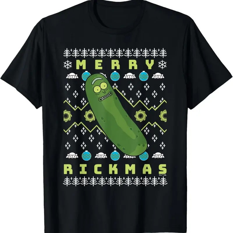 Merry Pickle Rickmas Ugly Christmas T-Shirt Hoodie, Sweatshirt | RetroVerseTees.com