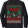 Merry Tuba Christmas Ugly Sweater Music Instrument Long Sleeve T-Shirt Hoodie, Sweatshirt | RetroVerseTees.com