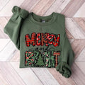 Merry and Bright Sweater, Christmas Tree Merry Bright Green and Red Patterns Unisex Cotton Sweatshirt T-Shirts, Hoodie