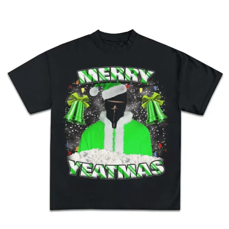 Mery Yeatmas Green Santa Yeat Christmas Graphic Rap Tee Shirt Streetwear Menswear Top Hoodie, Sweatshirt | RetroVerseTees.com