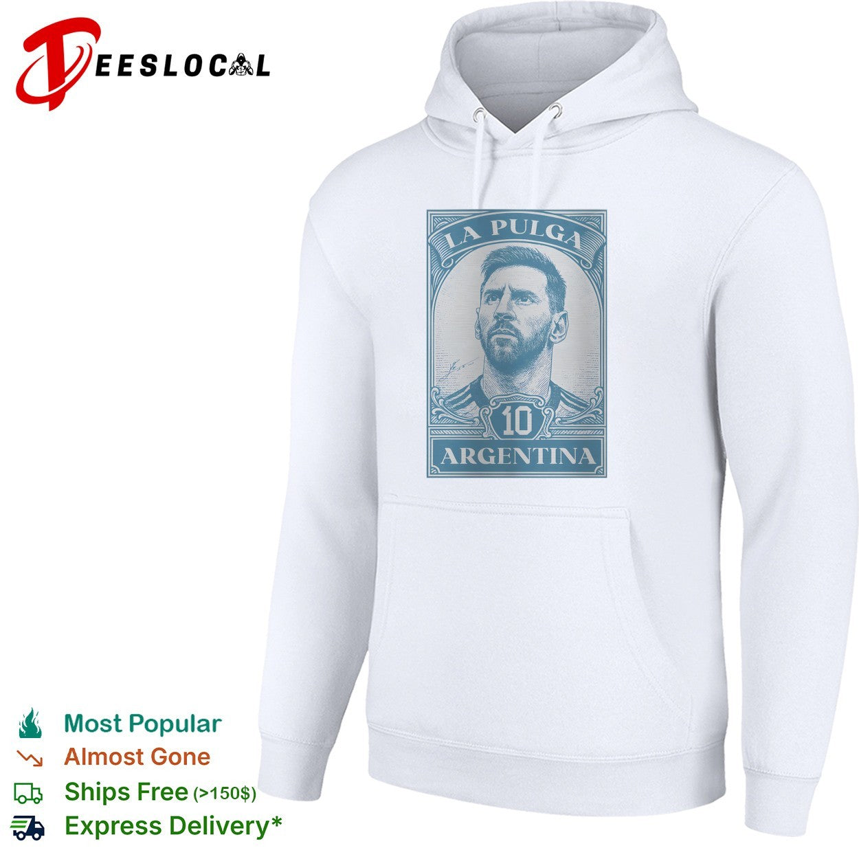 Messi La Pulga Argentina number 10 portrait stamp shirt